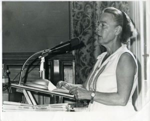 Cornelia B. Rose Jr. speaking at a hearing for Virginia constitutional revision in Alexandria, July 18, 1978